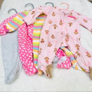 Newborn Girl Long Sleeve Sleepers  (Set of 4)